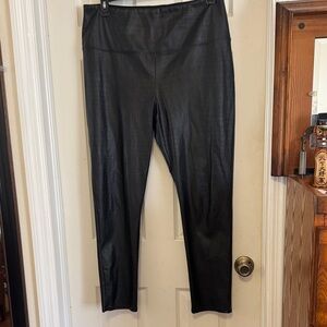 Nicole Miller Shiny Black Straight Leg Pants